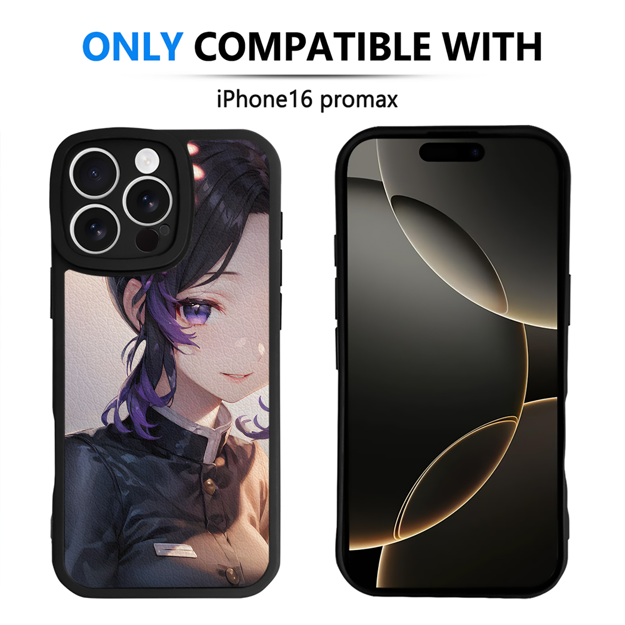 （画像用） 鬼滅の刃（きめつのやいば）蟲柱-胡蝶 しのぶ／こちょう しのぶ Kochou Shinobu 【iPhone 16シリーズ対応】シリコンスマホケース（レザー調） 材質：シリコン